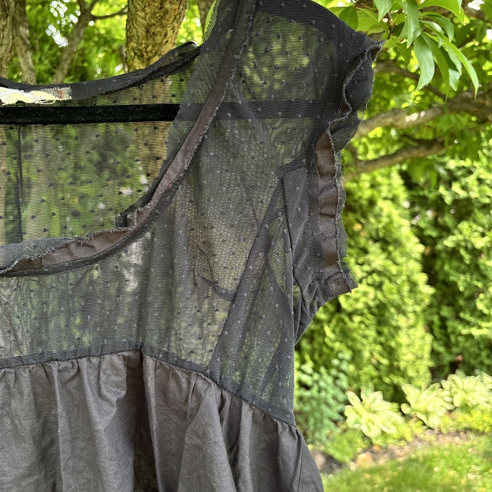 Black Sheer Peplum Blouse - Picture 2 of 5